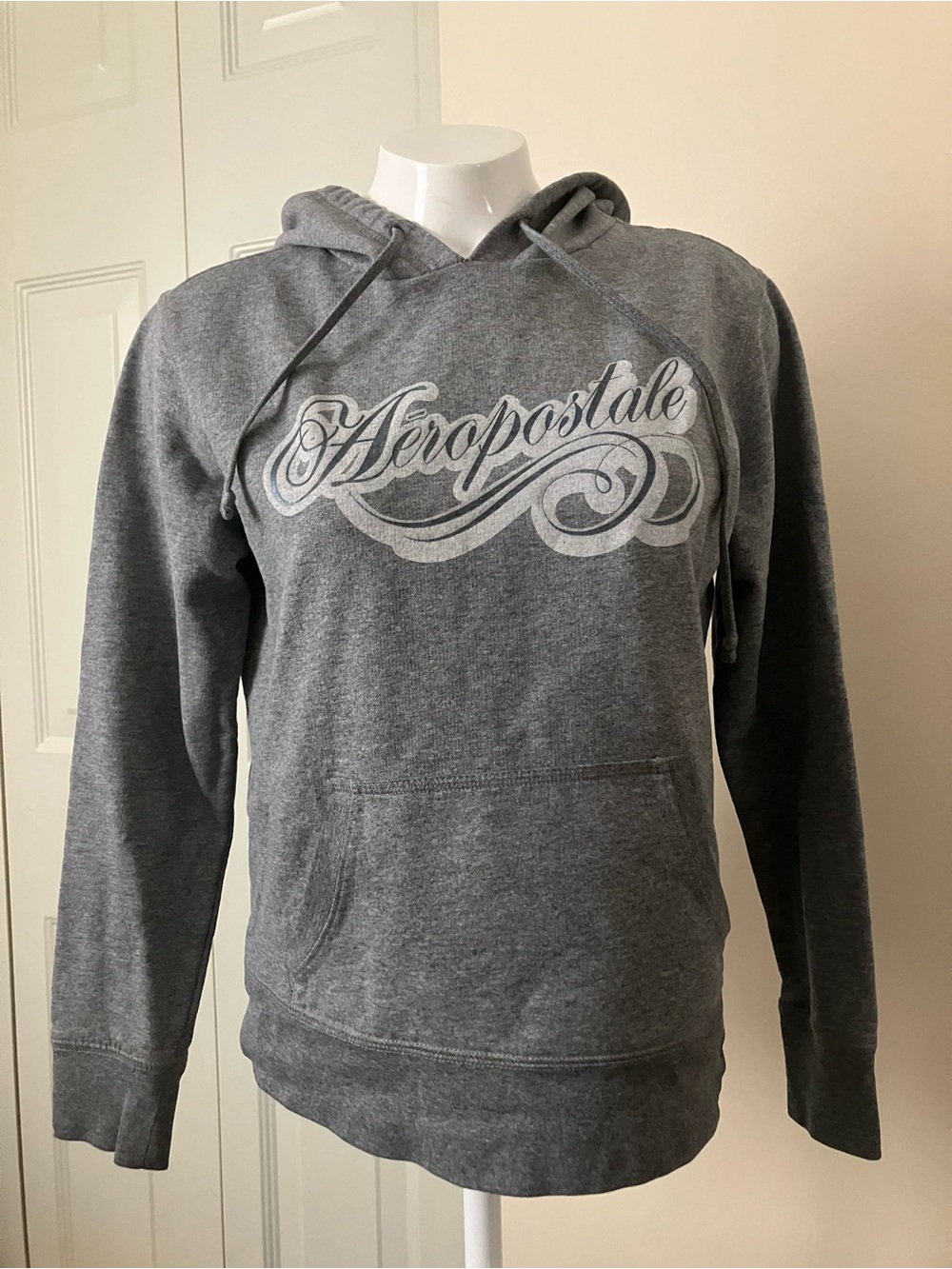 Vintage Aeropostale Gray Pullover Hoodie with Script Logo